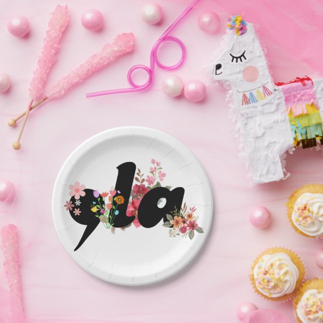 Kamala Harris Flowers - Trendy Comma la Floral Paper Plate (Party)