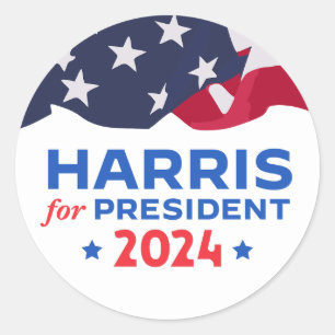 Kamala Harris For President 2024 American Flag Classic Round Sticker