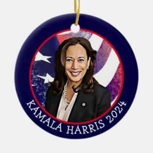 Kamala Harris for President 2024 Ceramic Tree Decoration