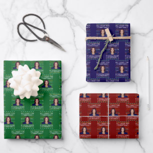 Kamala Harris For President 2024 Christmas Wrapping Paper Sheet