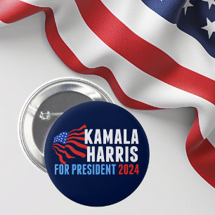 Kamala Harris for President 2024 Dark Blue 6 Cm Round Badge
