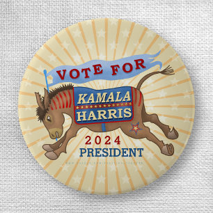 Kamala Harris for President 2024 Democrat Donkey 3 Cm Round Badge