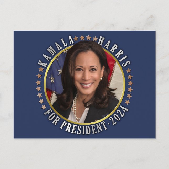 Kamala Harris for President 2024 Democrat Photo Postcard (Front)