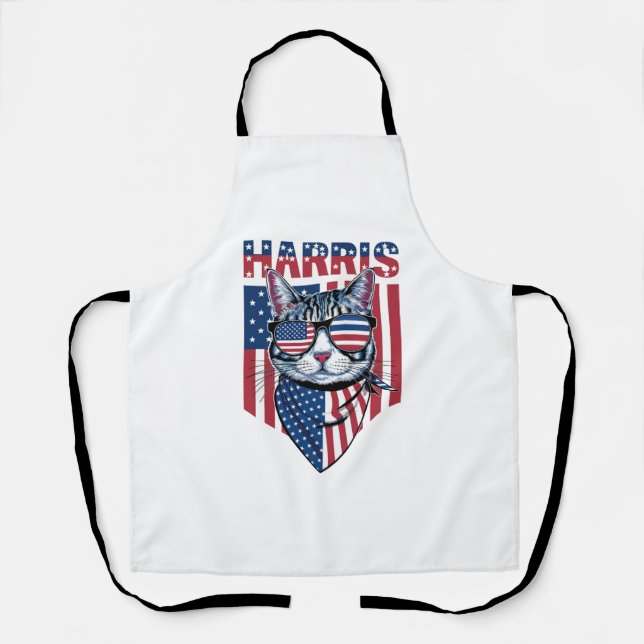 Kamala Harris for President 2024 Funny Cat  Apron (Front)