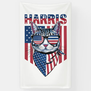 Kamala Harris for President 2024 Funny Cat  Banner