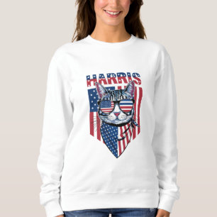 Kamala Harris for President 2024 Funny Cat  Sweatshirt