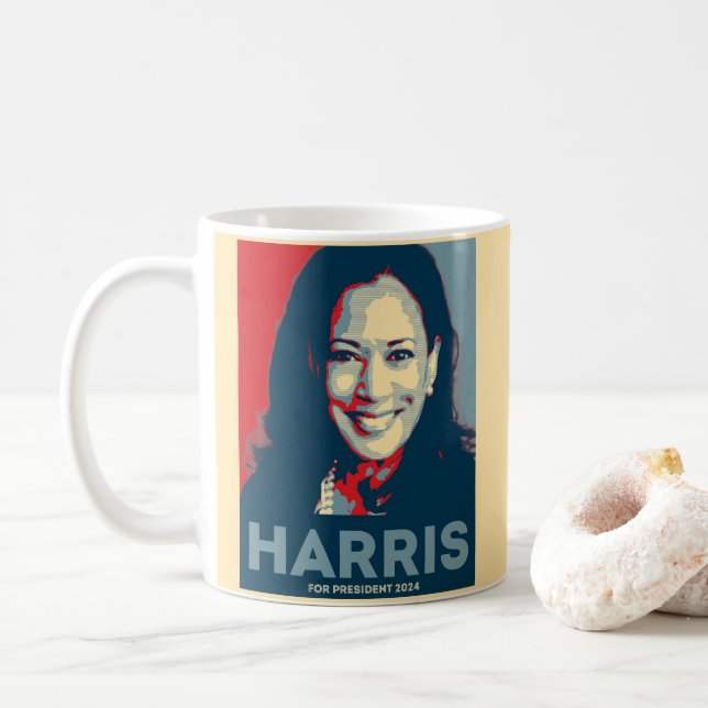 Kamala Harris For President 2024 - Hope Coffee Mug (With Donut)