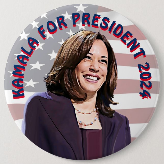 Kamala Harris for President 2024 Jumbo-Sized 6 Cm Round Badge (Front)