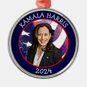 Kamala Harris for President 2024 Metal Tree Decoration