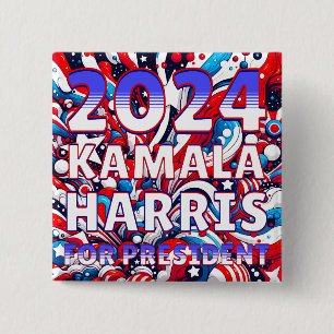 Kamala Harris for President 2024 Presidential  15 Cm Square Badge