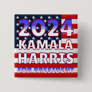 Kamala Harris for President 2024 Presidential  15 Cm Square Badge
