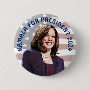 Kamala Harris for President 2024   Vote Kamala! 6 Cm Round Badge