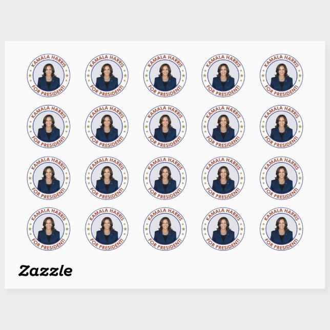 KAMALA HARRIS FOR PRESIDENT! CLASSIC ROUND STICKER (Sheet)