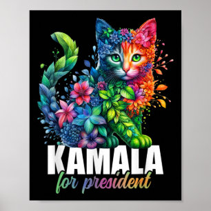 Kamala Harris For President Cute Cat Floral Femini Poster