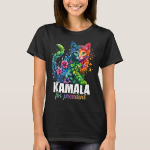 Kamala Harris For President Cute Cat Floral Femini T-Shirt