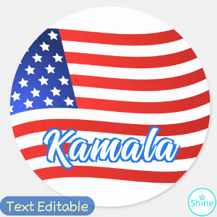Kamala Harris for President Elegant Script US Flag Classic Round Sticker