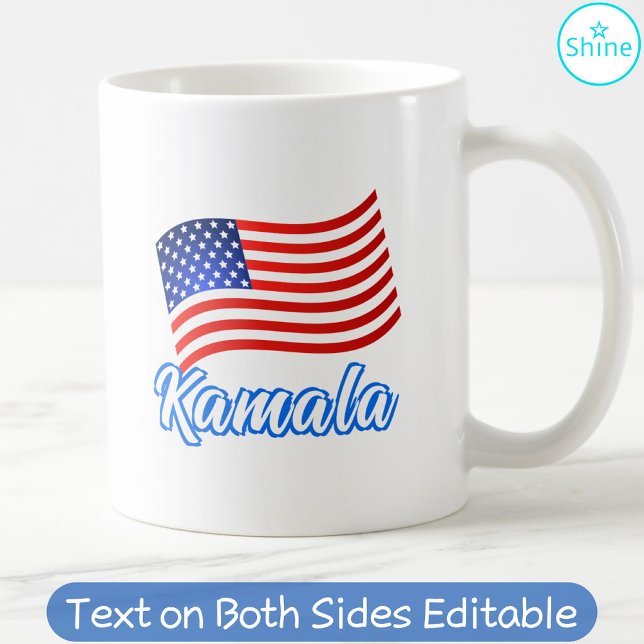 Kamala Harris for President Elegant Script US Flag Coffee Mug (Creator Uploaded)