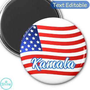 Kamala Harris for President Elegant Script US Flag Magnet