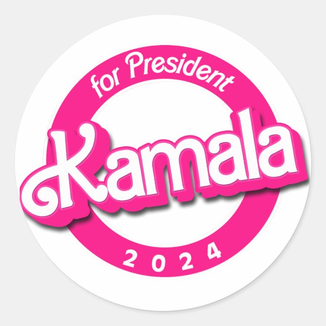 Kamala Harris for President in Pink Classic Round Sticker (Front)