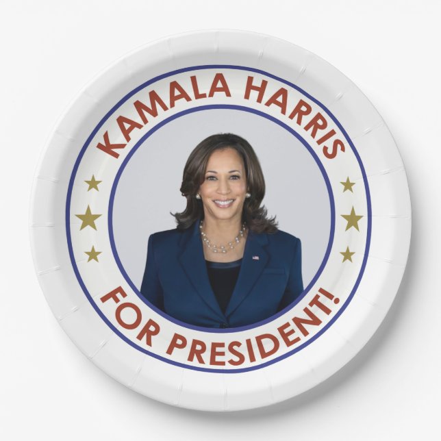 KAMALA HARRIS FOR PRESIDENT! PAPER PLATE (Front)