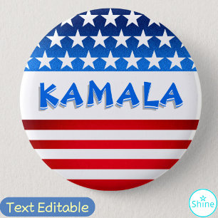 Kamala Harris for President USA Flag Custom Text 6 Cm Round Badge