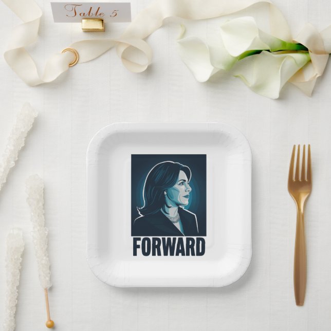 Kamala Harris Forward 2024 Presidential Election  Paper Plate (Wedding)