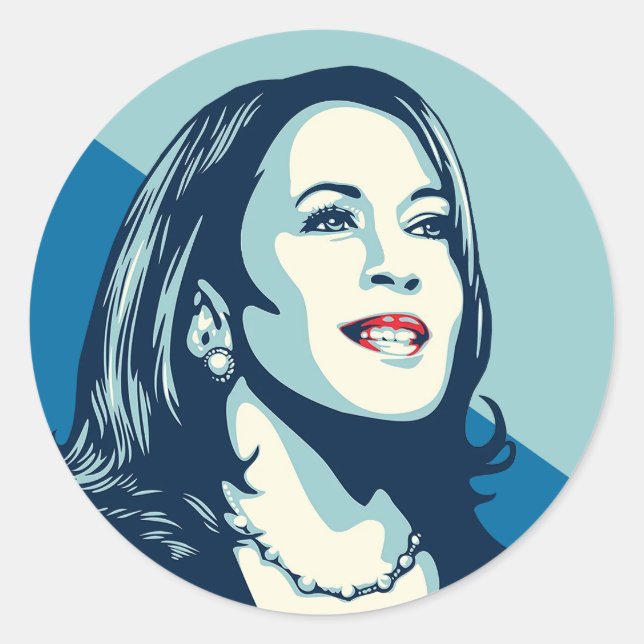 KAMALA HARRIS FORWARD CLASSIC ROUND STICKER (Front)
