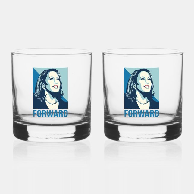 KAMALA HARRIS FORWARD WHISKEY GLASS (Front)