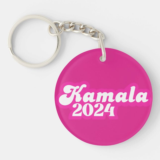Kamala Harris girly Pink Logo 2024 Key Ring (Front)