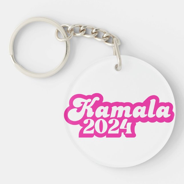 Kamala Harris girly Pink Logo 2024 Key Ring (Front)