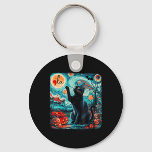 Kamala Harris Halloween Bats Starry Night Black Ca Key Ring