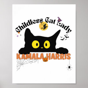Kamala Harris Halloween Childless Cat Lady Electio Poster