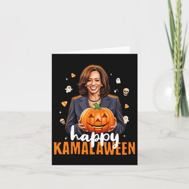 Kamala Harris Halloween Happy Kamalaween Pumpkin G Card (Front)