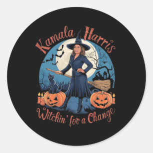 Kamala Harris Halloween Witch Quotes 2024 Election Classic Round Sticker