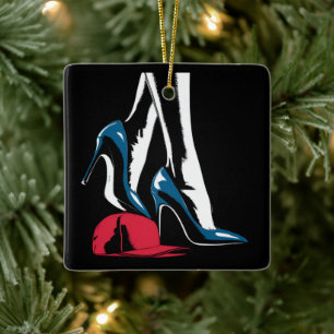 Kamala Harris Heels Stepping On Maga Hat  Ceramic Ornament