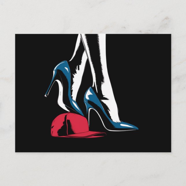 Kamala Harris Heels Stepping On Maga Hat  Postcard (Front)
