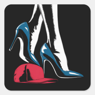 Kamala Harris Heels Stepping On Maga Hat  Square Sticker