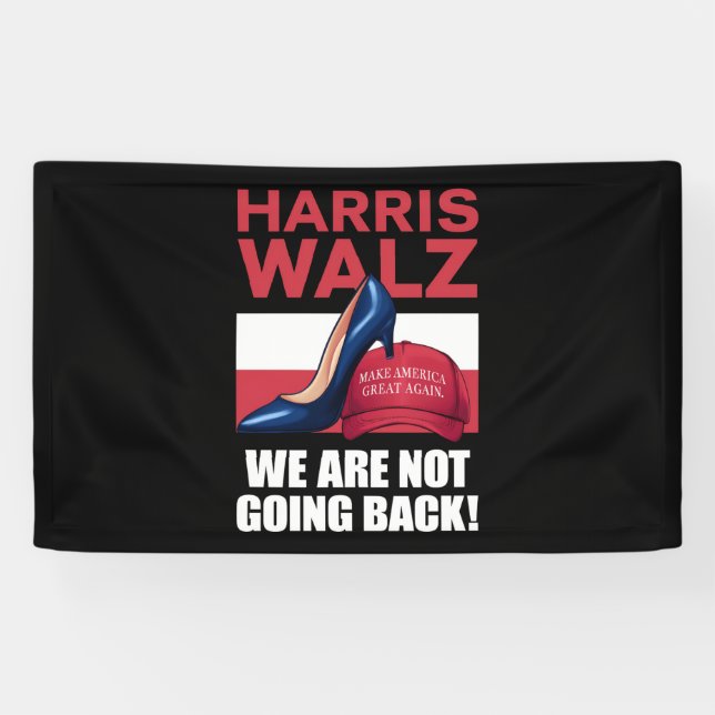 Kamala Harris Heels Stepping On Red MAGA Hat   Banner (Horizontal)