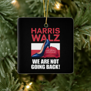 Kamala Harris Heels Stepping On Red MAGA Hat   Ceramic Ornament