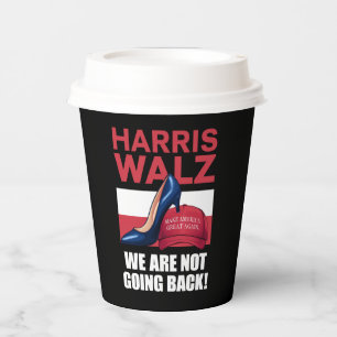 Kamala Harris Heels Stepping On Red MAGA Hat   Paper Cups