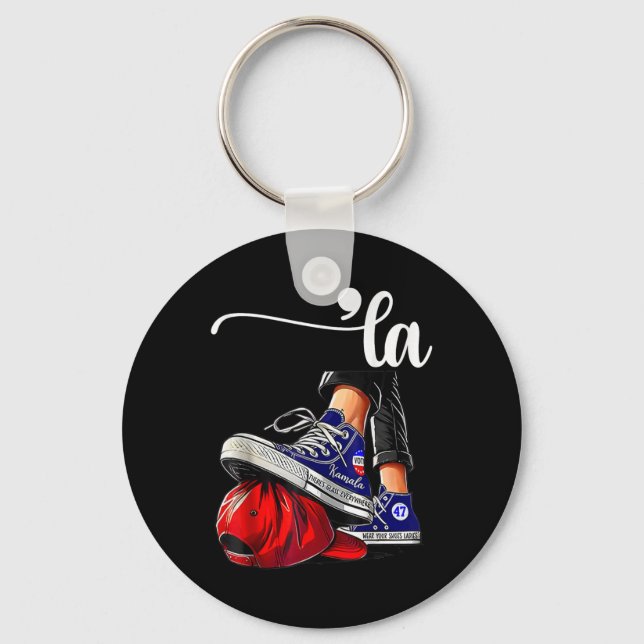 Kamala Harris High Heels Stepping On Red Mega Hat  Key Ring (Front)