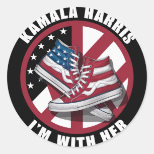 Kamala Harris I'm with Her Patriotic Converse  Classic Round Sticker