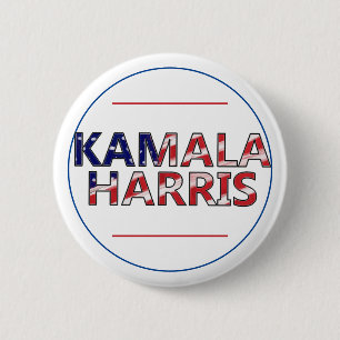 Kamala Harris In Flag Colours 6 Cm Round Badge