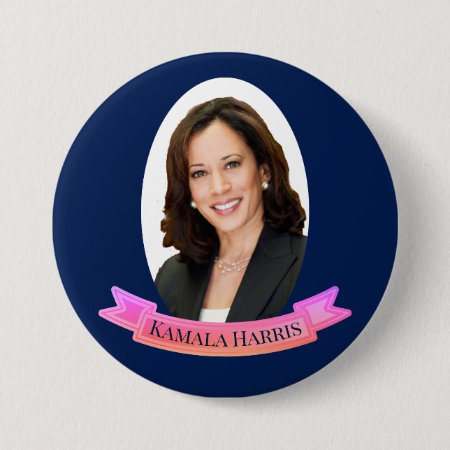 Kamala Harris in Pink and Blue 7.5 Cm Round Badge (Front)