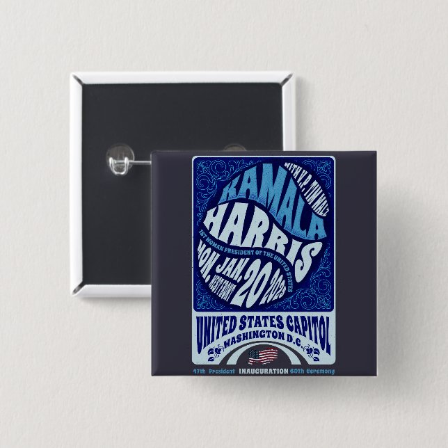 Kamala Harris Jan 20th Inauguration 2025 15 Cm Square Badge (Front & Back)