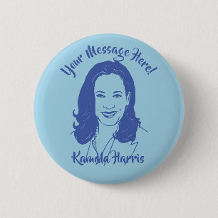 Kamala Harris Line Art Custom Text 6 Cm Round Badge