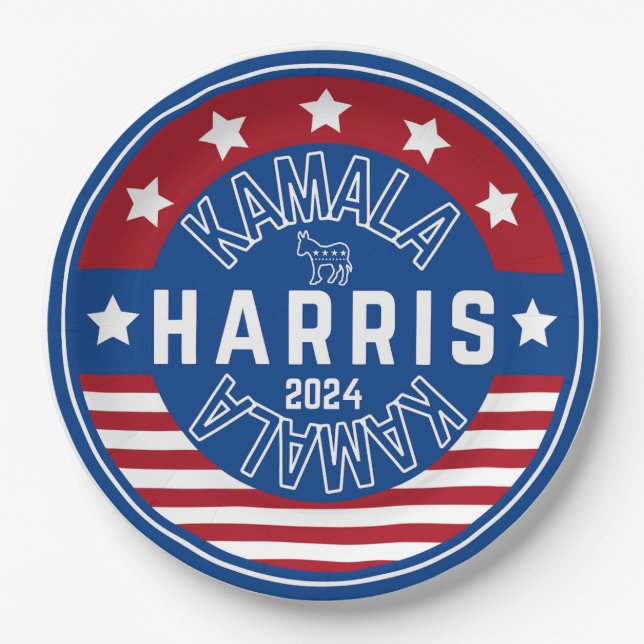 Kamala Harris Madam President 2024 Paper Plate (Front)