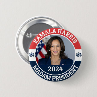 KAMALA HARRIS MADAM PRESIDENT 6 CM ROUND BADGE
