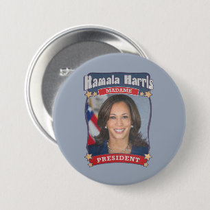 Kamala Harris Madame President Card 7.5 Cm Round Badge