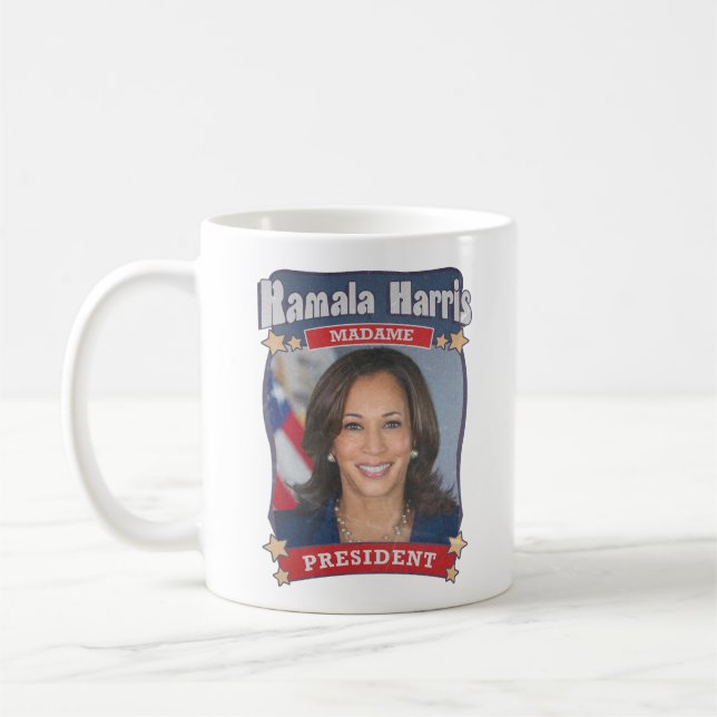 Kamala Harris Madame President Card Coffee Mug (Left)